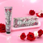 Marvis Garden Collection Kissing Rose toothpaste with floral rose and mint flavor for fresh breath