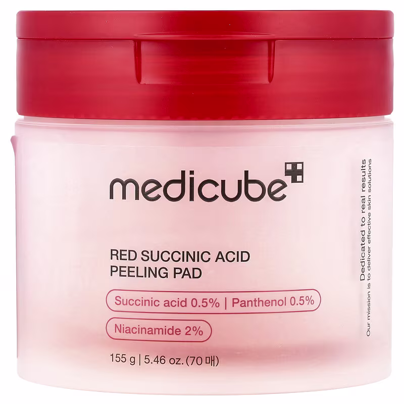 Medicube Red Succinic Acid peeling pad 70 pads 155g for exfoliation and pore care original product available on PinkBliss India