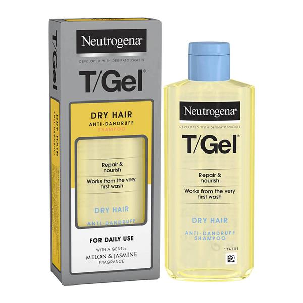 Neutrogena T Gel dry hair anti dandruff shampoo 250ml for dandruff control and scalp care original product available on PinkBliss India