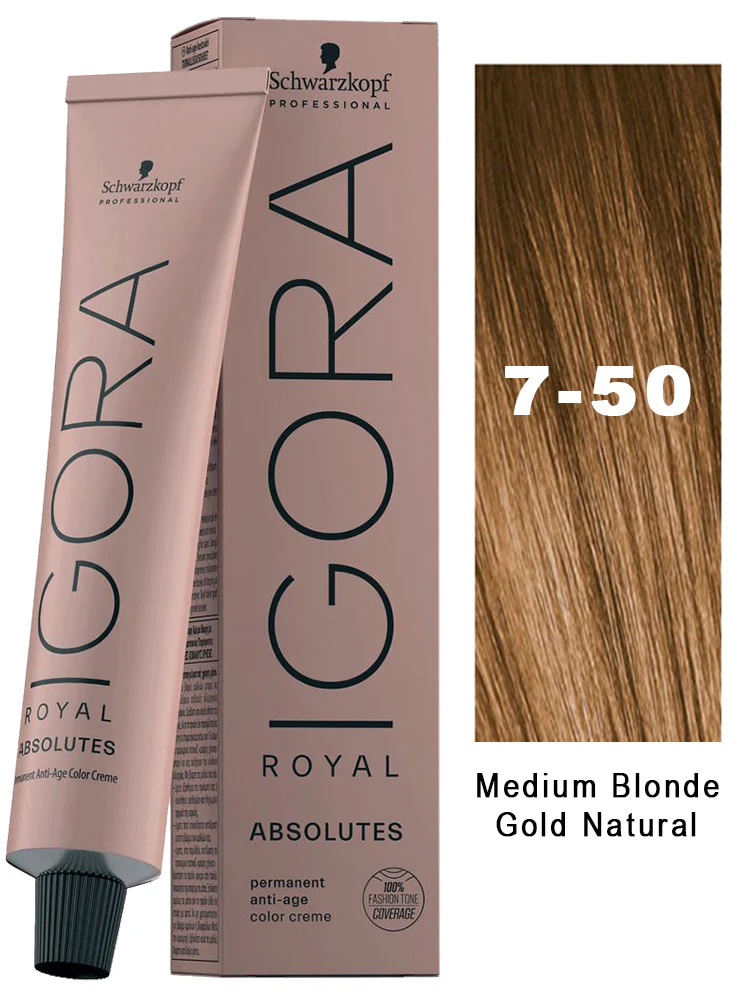 Schwarzkopf Professional IGORA ROYAL Absolutes 7-50 Medium Blonde Gold Natural 60 ml